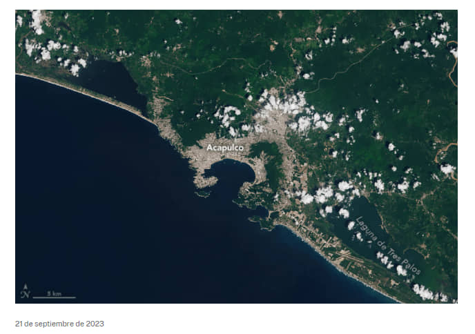 PUBLICA NASA FOTOS DEL ANTES Y DESPUÉS DE ACAPULCO TRAS "OTIS"