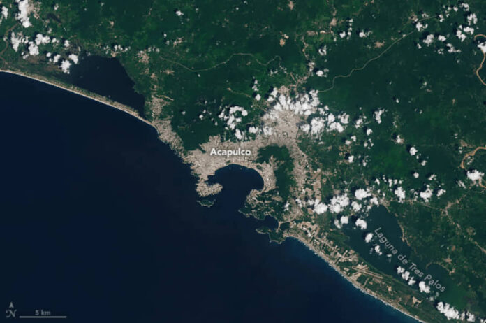 Publica NASA fotos del antes y después de Acapulco tras 