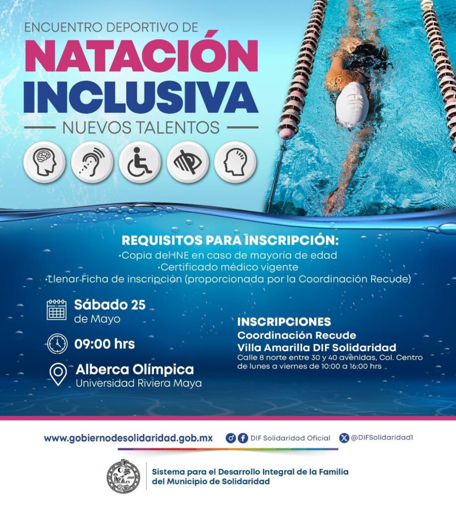 CONVOCAN AL ENCUENTRO DE NATACIÓN INCLUSIVA DIF 2024