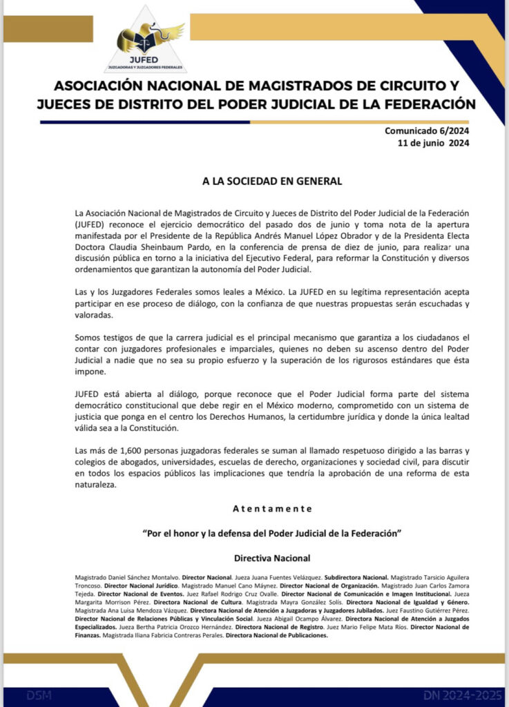 ACEPTAN MAGISTRADOS Y JUECES DISCUSIÓN PÚBLICA SOBRE REFORMA AL PODER JUDICIAL