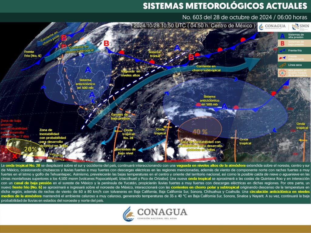 EL PRONÓSTICO DEL TIEMPO PARA ESTE LUNES 28 DE OCTUBRE DE 2024