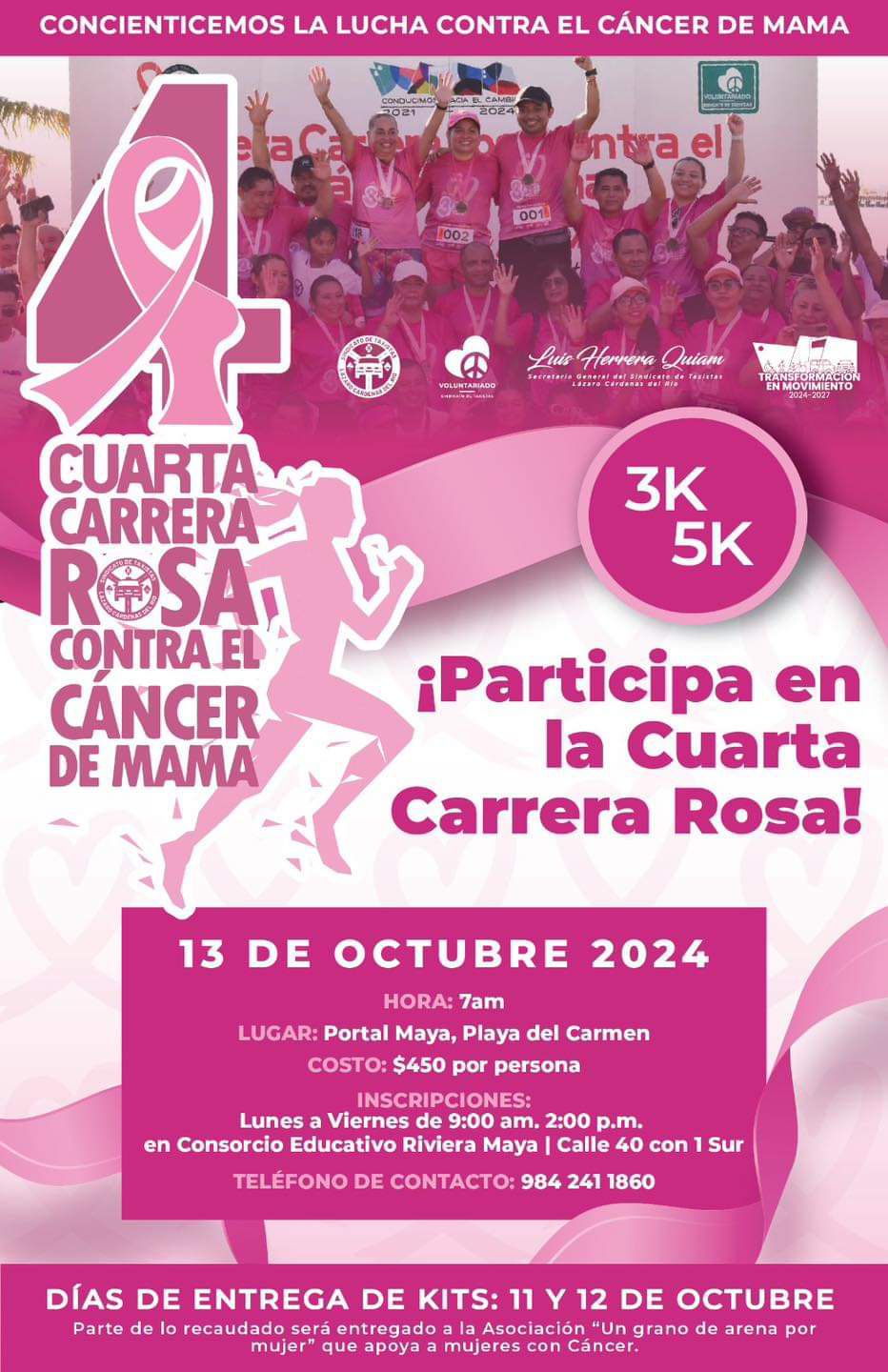 Convocan a sumarse a la Cuarta Carrera Rosa contra el Cáncer de Mama