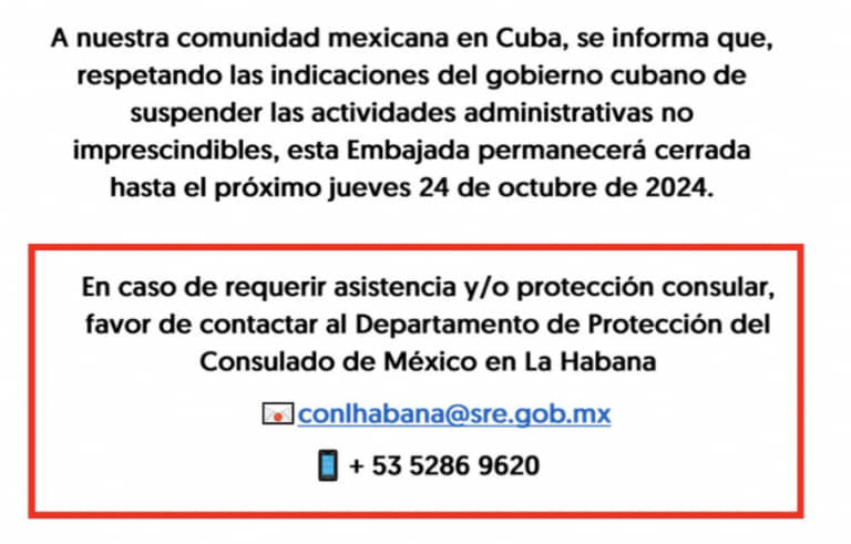 MÉXICO OFRECE SU APOYO A CUBA ANTE EMERGENCIA ENERGÉTICA