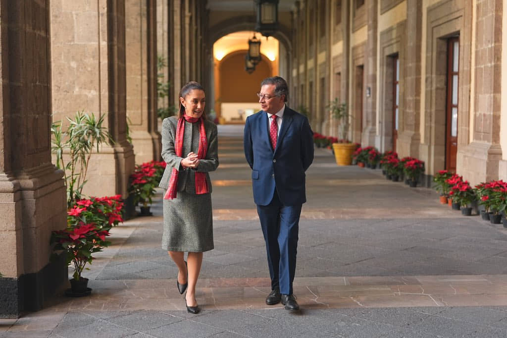 SE REÚNE CLAUDIA SHEINBAUM CON GUSTAVO PETRO EN PALACIO NACIONAL